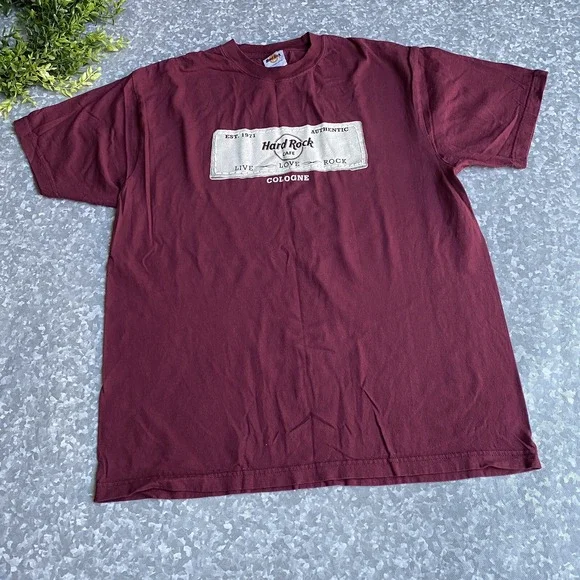 Hard Rock Cafe Cologne Germany T-Shirt Short Sleeve Maroon Red‎ XL - Picture 2 of 6